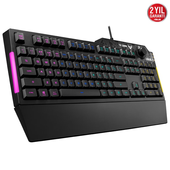 Asus TUF Gaming K1 RGB Kablolu Oyuncu Klavyesi - Mekanik Hisli, Türkçe Q Düzen, Bilek Destekli, Suya Dayanıklı