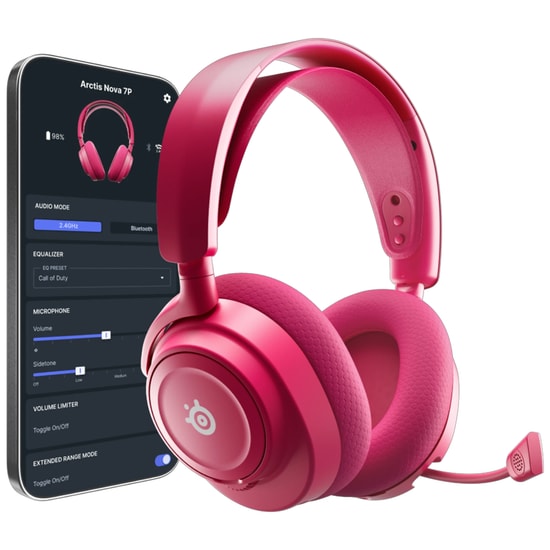 SteelSeries Arctis Nova 7X Magenta Kablosuz Oyuncu Kulaklığı (SSH61760) - 50 Saat Pil, Bluetooth, 2.4GHz, USB-C
