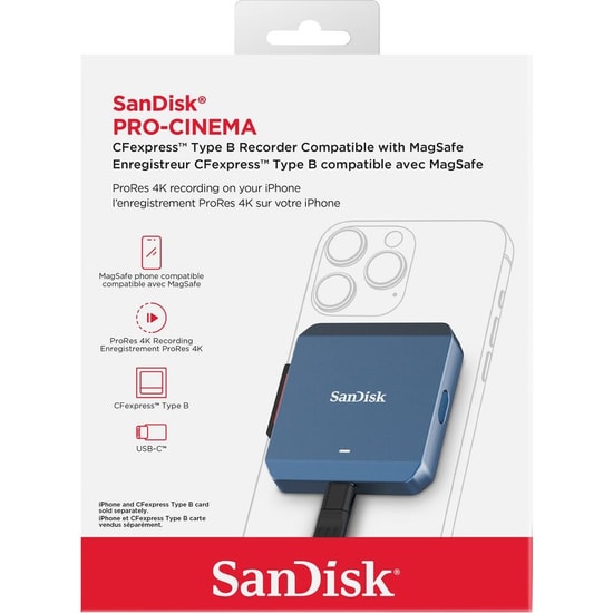 SanDisk PRO-CINEMA CFexpress Type B Kart Kayıt Cihazı (SDDR-F941-GNKNN) - MagSafe Uyumlu, USB-C 20Gbps Hız