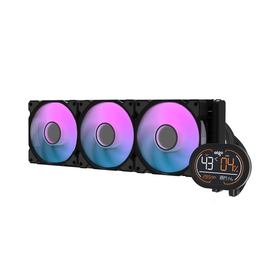Aigo DH360D Black ARGB LCD 360mm Sıvı İşlemci Soğutucu - 3x120mm Fan, Intel LGA 1700/1851 ve AMD AM5 Uyumlu Soğutma