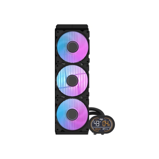 Aigo DH360D Black ARGB LCD 360mm Sıvı İşlemci Soğutucu - 3x120mm Fan, Intel LGA 1700/1851 ve AMD AM5 Uyumlu Soğutma