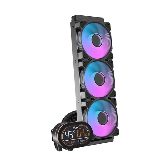 Aigo DH360D Black ARGB LCD 360mm Sıvı İşlemci Soğutucu - 3x120mm Fan, Intel LGA 1700/1851 ve AMD AM5 Uyumlu Soğutma