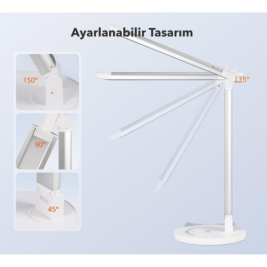 TaoTronics TT-DL13 LED Masa Lambası - USB Şarj Portu, 5 Renk Modu, 7 Parlaklık Seviyesi, 12W, 410 Lümen, Beyaz