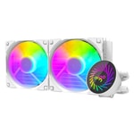 Aigo DCS240 WHITE Beyaz ARGB 240mm Sıvı Soğutucu - 2x12cm Fan, 2000 RPM, Intel LGA 1700/1851 ve AM5 Uyumlu