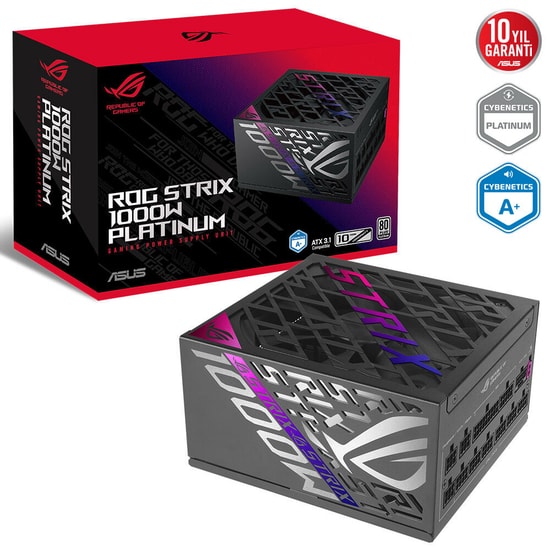 Asus ROG Strix 1000P 1000W 80+ Platinum Güç Kaynağı - Tam Modüler, ATX 3.1, PCIe 5.1, GaN MOSFET, 1000 Watt