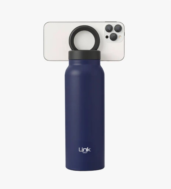 LinkTech BL10 MagPro Telefon Tutuculu Koyu Mavi Çelik Termos - 710ml, 24 Saat Soğuk, 12 Saat Sıcak, Çift Paslanmaz Çelik