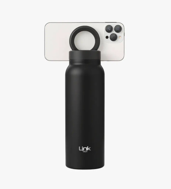 LinkTech BL10 MagPro Telefon Tutuculu Siyah Çelik Termos - 710 ml, 24 Saat Soğuk, 12 Saat Sıcak, Çift Paslanmaz Çelik