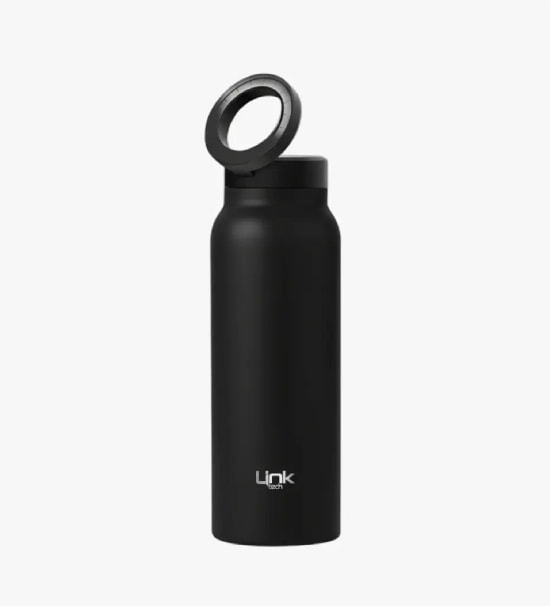 LinkTech BL10 MagPro Telefon Tutuculu Siyah Çelik Termos - 710 ml, 24 Saat Soğuk, 12 Saat Sıcak, Çift Paslanmaz Çelik