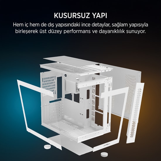 James Donkey JD-STARK-S800-750W-WHITE Gaming Kasa - 750W 80+ Bronze, 4x ARGB Fan, Temperli Cam, ATX, Beyaz Kasa