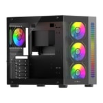 James Donkey JD-STARK-S800-650W Gaming Kasa - 650W 80+ Bronze, 4x ARGB Fan, Temperli Cam, ATX, Siyah Oyuncu Kasası