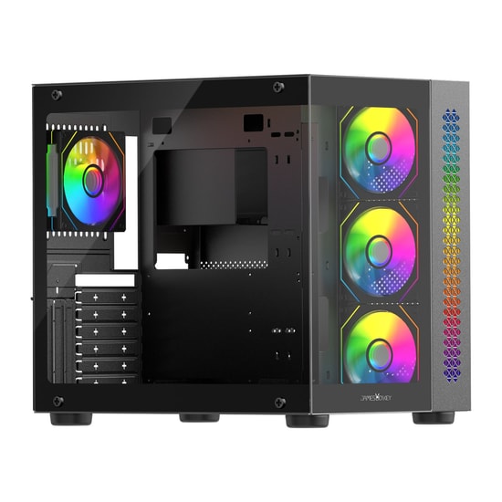 James Donkey JD-STARK-S800-650W Gaming Kasa - 650W 80+ Bronze, 4x ARGB Fan, Temperli Cam, ATX, Siyah Oyuncu Kasası
