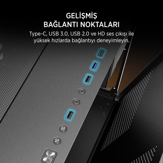 James Donkey JD-STARK-S800-650W Gaming Kasa - 650W 80+ Bronze, 4x ARGB Fan, Temperli Cam, ATX, Siyah Oyuncu Kasası