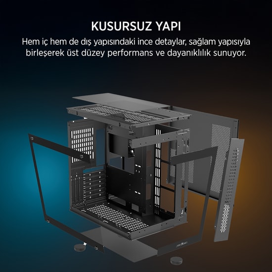 James Donkey JD-STARK-S800-650W Gaming Kasa - 650W 80+ Bronze, 4x ARGB Fan, Temperli Cam, ATX, Siyah Oyuncu Kasası