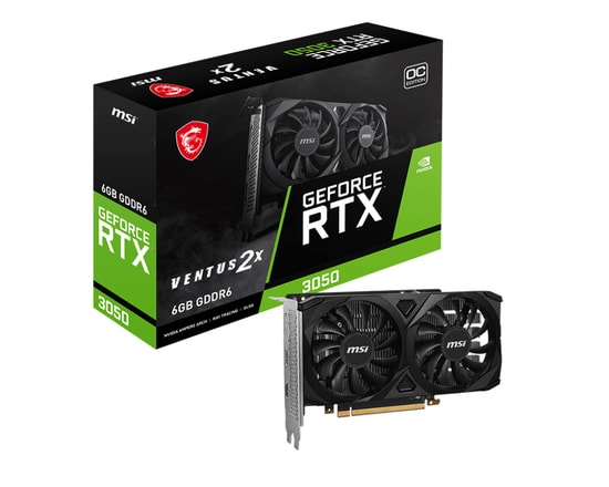 MSI GeForce RTX 3050 Ventus 2X 6G OC 6GB GDDR6 Ekran Kartı - 96 Bit, PCIe 4.0, 2x HDMI, 1x DP, DirectX 12, Dual Fan
