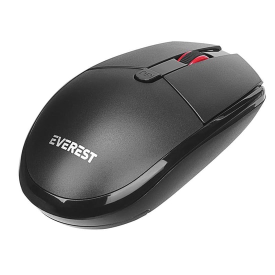 Everest SMW-86 Siyah Kablosuz Optik Mouse - 1600 DPI, 2.4 GHz USB Alıcı, 4 Tuşlu, Sağ-Sol Uyumlu Ergonomik Tasarım