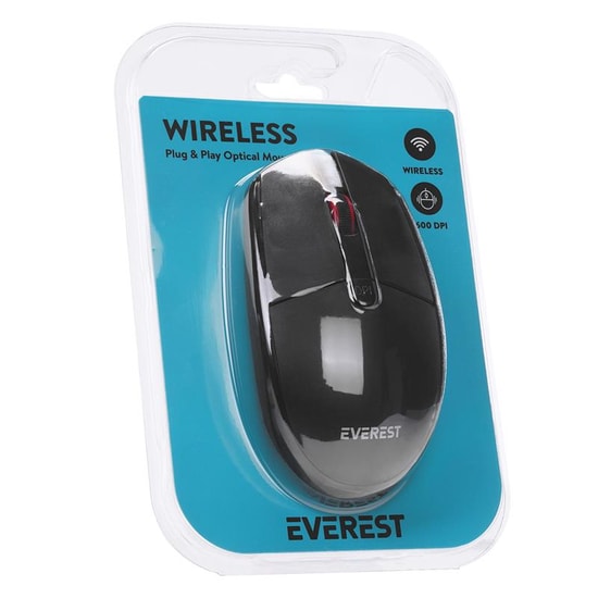 Everest SMW-86 Siyah Kablosuz Optik Mouse - 1600 DPI, 2.4 GHz USB Alıcı, 4 Tuşlu, Sağ-Sol Uyumlu Ergonomik Tasarım