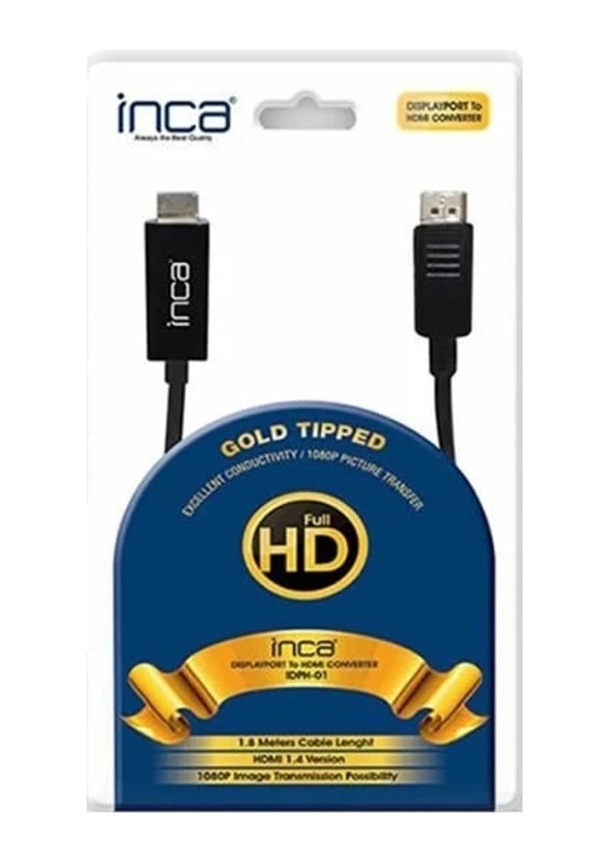 Inca IDPH-18T DisplayPort to HDMI Dönüştürücü Kablo - 1.8 Metre Uzunluk, 4K Çözünürlük Desteği, Görüntü Aktarımı