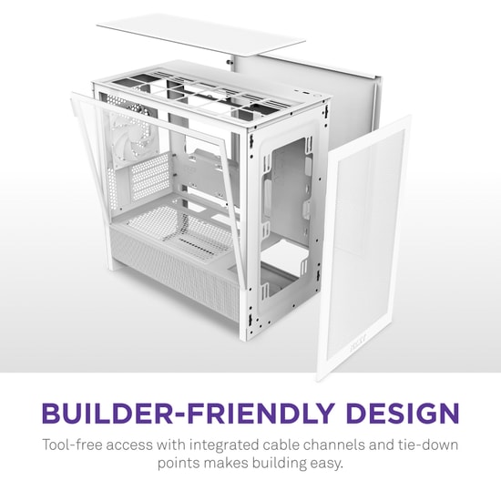 NZXT H3 Flow Beyaz Micro ATX Kasa + 750W Güç Kaynağı (CC-H31FW-01-C750SI) - Temperli Cam, Yüksek Hava Akışı, Mesh