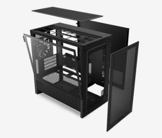 NZXT H3 Flow Siyah Micro ATX Kasa + 750W Güç Kaynağı (CC-H31FB-01-C750SI) - Temperli Cam, Yüksek Hava Akışı, Mesh