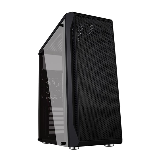 Hiper ZOE-500W Siyah Gaming ATX Mid Tower Kasa - 500W PSU, 3x12cm Rainbow Fan, Mesh Panel, Temperli Cam, Oyuncu Kasası