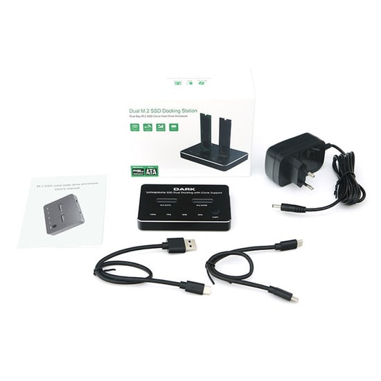 Dark DK-AC-DSDM2C M.2 NVMe & SATA SSD Disk İstasyonu - 10Gbps, Çevrimdışı Klonlama, SD Express Kart Okuyucu
