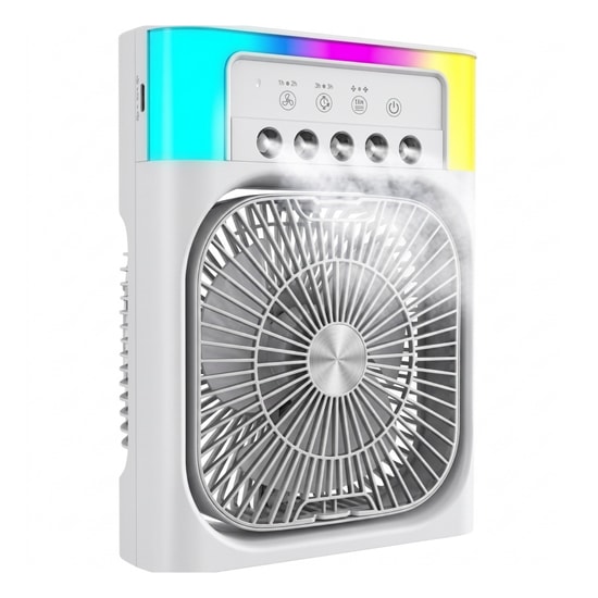 Nettech Okmore DD5005A Beyaz Su Buharlı Portatif Fan (NT-118560) - Ev, Ofis ve Okul Tipi, RGB Işıklı, Taşınabilir Fan