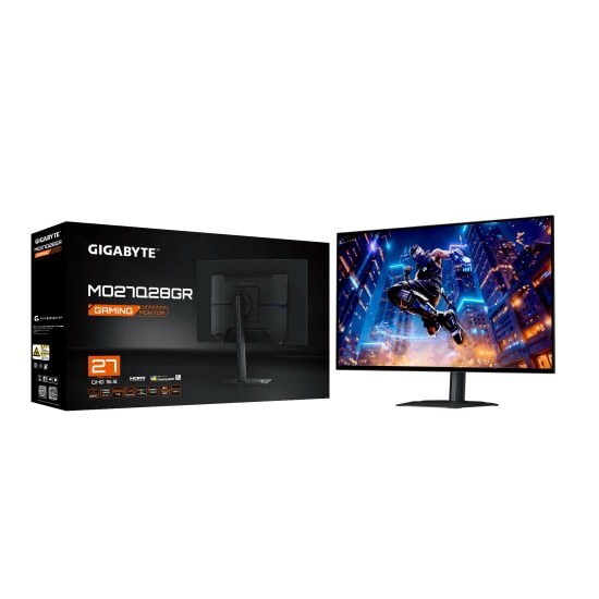 GIGABYTE MO27Q28GR 27" 280Hz 0.03ms OLED Oyuncu Monitörü - 2K QHD, HDR500, HDMI 2.1, G-Sync, Pivot, Hoparlör