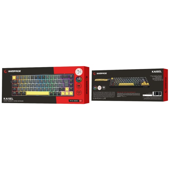 Rampage Kaisel Siyah Gasket Manyetik RGB Rapid Trigger Oyuncu Klavyesi - 8000Hz, Hot-Swap, Türkçe Q, 128K Scan Rate
