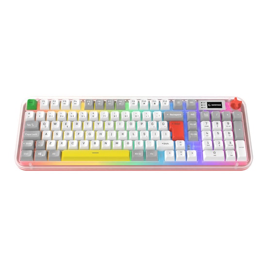 Rampage Reflect 99 Beyaz Gri RGB Membrane Oyuncu Klavyesi - 99 Tuşlu Tasarım, Sessiz Switch, Kablolu, Q Klavye