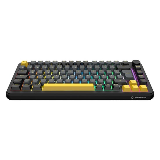 Rampage Yamikage Siyah Gri Sarı Kablosuz Türkçe Q Gaming Klavye - Hot-Swap Gasket, Oil Switch, RGB, PBT Keycaps
