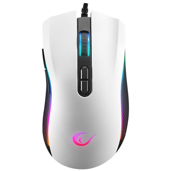 Rampage SMX-R44 V2 Beyaz Kablolu Makrolu RGB Oyuncu Mouse - 12800 DPI, 80M Huano Switch, 7 Tuş, 180cm Örgü Kablo
