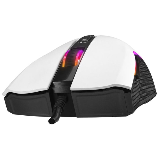 Rampage SMX-R44 V2 Beyaz Kablolu Makrolu RGB Oyuncu Mouse - 12800 DPI, 80M Huano Switch, 7 Tuş, 180cm Örgü Kablo