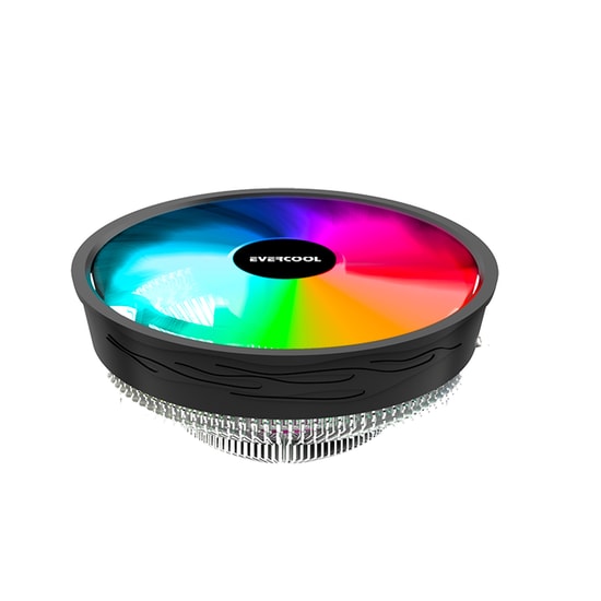 Evercool CS-02 Rainbow 120mm İşlemci Hava Soğutucu - Intel LGA1700 ve AMD AM5 Uyumlu, 6 Renk Sabit Led, 1600 RPM