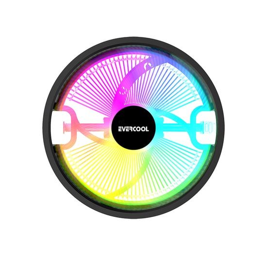 Evercool CS-02 Rainbow 120mm İşlemci Hava Soğutucu - Intel LGA1700 ve AMD AM5 Uyumlu, 6 Renk Sabit Led, 1600 RPM
