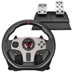 Rampage V900-S 6 in 1 Pedallı Oyuncu Direksiyon Seti - PC/PS3/PS4/Xbox Uyumlu, Titreşimli, 21 Tuş, 2 Pedal, Siyah
