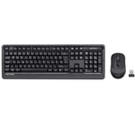 A4 Tech Fstyler FG1010-FG Siyah Kablosuz Türkçe F Klavye Mouse Seti - 2000 DPI, Optik, 15m Menzil, Nano Alıcı