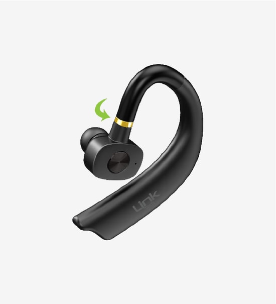 LinkTech DU03 Kulak Kancalı Çift Taraflı Kablosuz Kulaklık - Dönebilen Başlık, Bluetooth v5.0, 8 Saat Müzik, 180mAh Pil