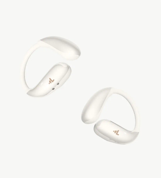 Linktech X166 Açık Kulak Tasarım Ai Dijital Ekranlı Krem Renkli Bluetooth Kulaklık - Spora Uygun, BT 5.0, 13 mm Sürücü
