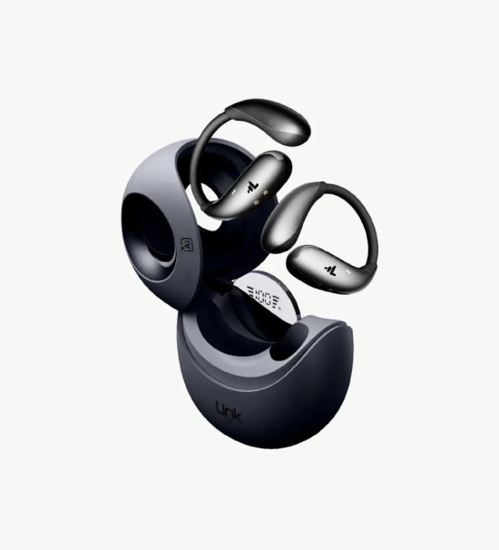 Linktech X166 Açık Kulak Tasarım Ai Dijital Ekranlı Gri Renkli Bluetooth Kulaklık - Spora Uygun, BT 5.0, 13 mm Sürücü