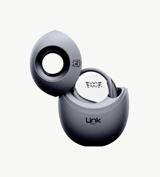 Linktech X166 Açık Kulak Tasarım Ai Dijital Ekranlı Gri Renkli Bluetooth Kulaklık - Spora Uygun, BT 5.0, 13 mm Sürücü
