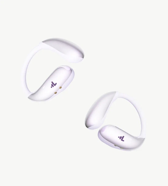 Linktech X166 Açık Kulak Tasarım Ai Dijital Ekranlı Mor Renkli Bluetooth Kulaklık - Spora Uygun, BT 5.0, 13 mm Sürücü