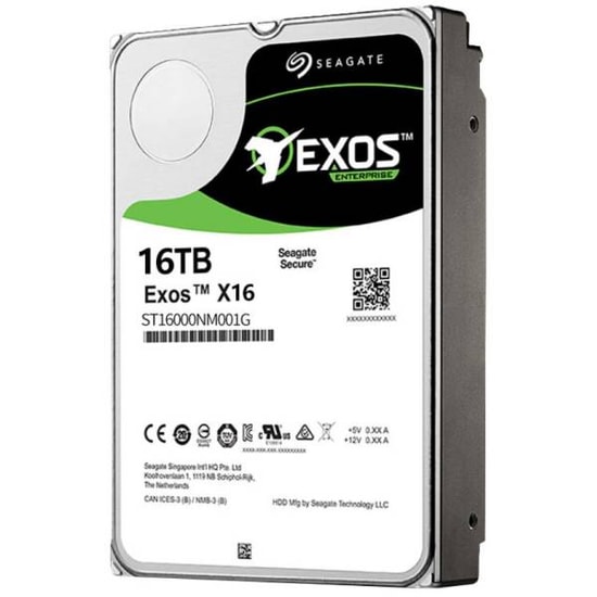 Seagate Exos X16 16TB 3.5" SATA HDD (ST16000NM0001G) - 7200 RPM, 256MB Önbellek, 261 MB/s, Kurumsal Veri Merkezi Diski
