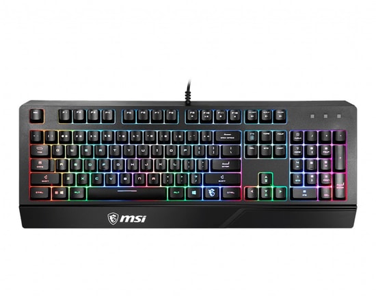 MSI Vigor GK20 TR Kablolu Membran Oyuncu Klavyesi - Rainbow Aydınlatma, Sıvı Dökülmesine Dayanıklı, Türkçe Q