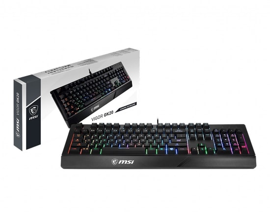 MSI Vigor GK20 TR Kablolu Membran Oyuncu Klavyesi - Rainbow Aydınlatma, Sıvı Dökülmesine Dayanıklı, Türkçe Q