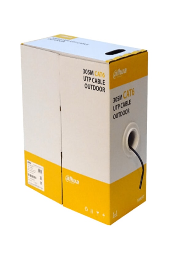 Dahua DH-PFM922-6UN-BLACK CAT6 Dış Ortam Kablosu - 305 Metre, 23AWG CCA, PE Outdoor, Siyah Network Kablosu