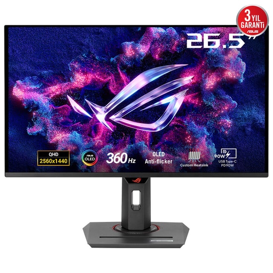 Asus ROG Strix XG27ACDNG 26.5" 360Hz 0.03ms QD-OLED Oyuncu Monitörü - 2K QHD, G-Sync, USB-C, HDR10, Pivot, 10bit