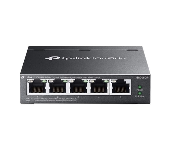 TP-Link Omada ES205GP 5 Port Gigabit Akıllı Yönetilebilir PoE+ Switch - 4x PoE Port, 65W, Metal Kasa, 250m Menzil