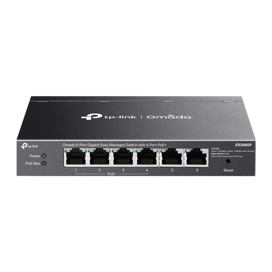 TP-Link Omada ES206GP 6 Port Gigabit Yönetilebilir PoE Switch - 4 Port PoE+, 65W, Metal Kasa, Masaüstü Kullanım