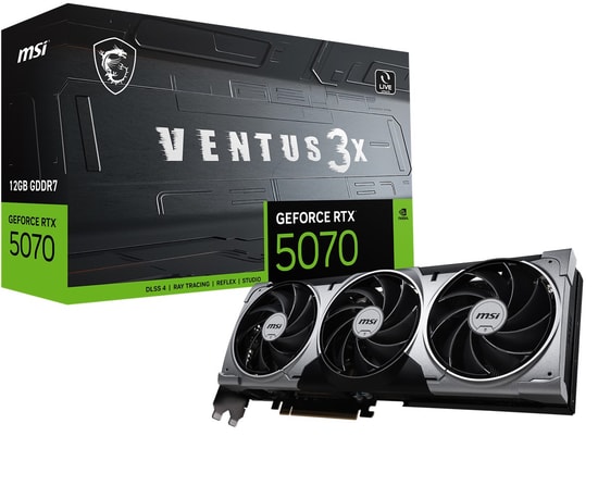 MSI GeForce RTX 5070 Ventus 3X 12G Ekran Kartı - 12GB GDDR7, 192 Bit, 2512MHz, DLSS 4, PCIe 5.0, DX12, Ray Tracing