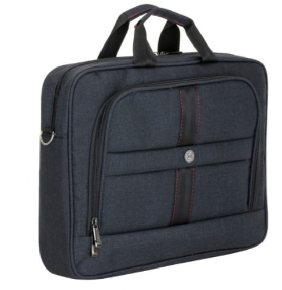PLM Santori 15.6" Siyah Notebook Çantası (SANTORI-15.6-SIYAH) - 3 Bölmeli, Su Geçirmez, Askılı Laptop El Çantası